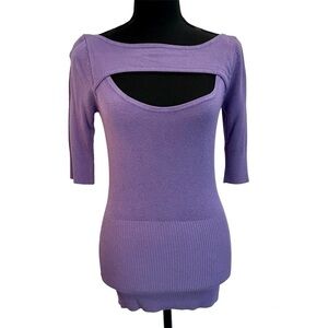 URBAN behaviour light purple 3/4 sleeve keyhole peephole knit sweater Sz M